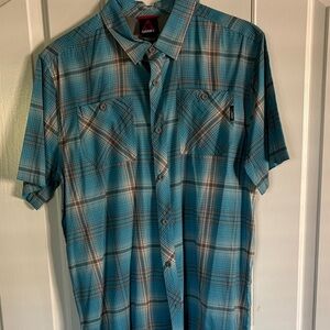 Gerry Weber Men's Teal and Brown Plaid Shirt